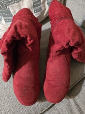 Hot Cakes Red Suede Slouch Boot